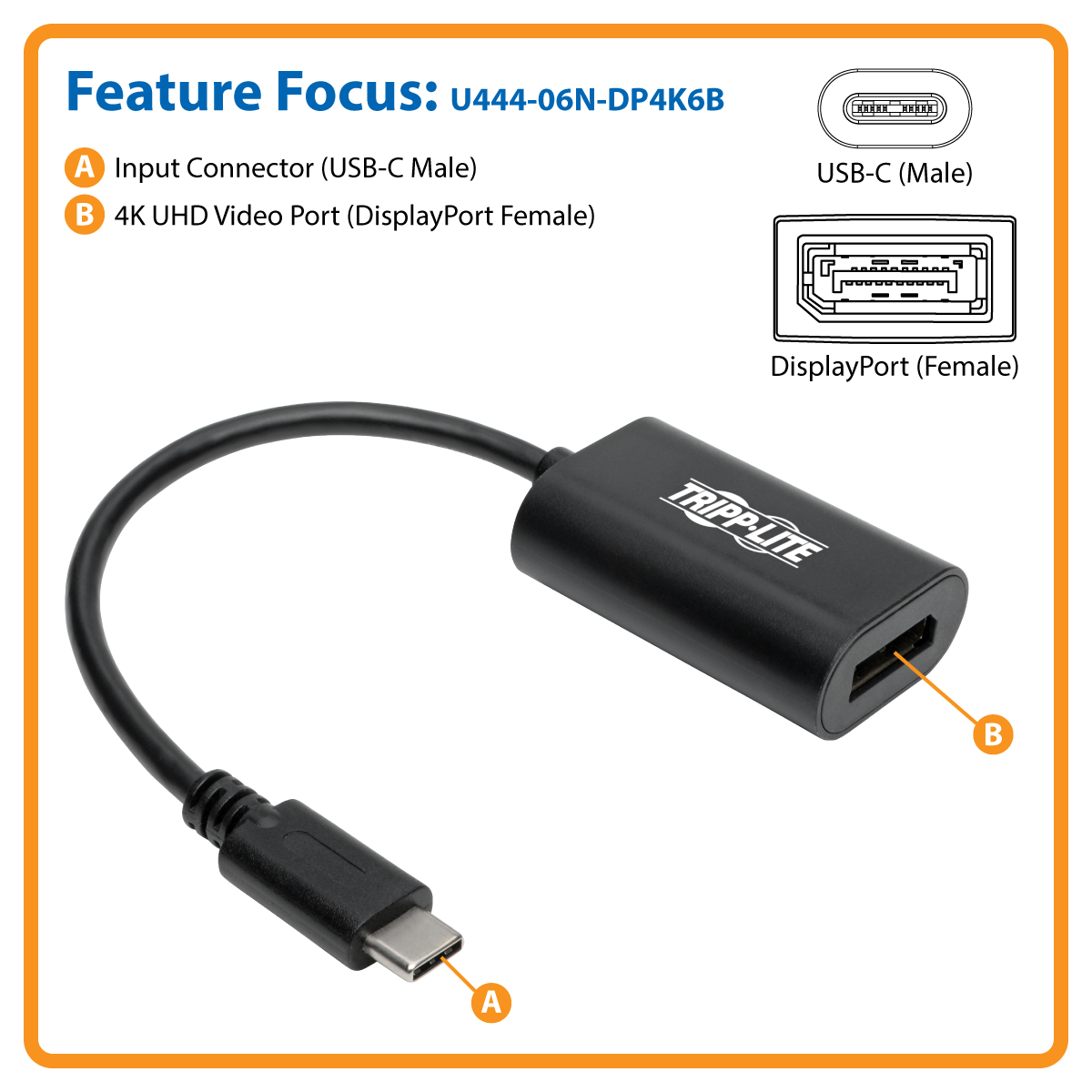 Tripp Lite USB Gen USB-C to DisplayPort 4K Adapter (M/F