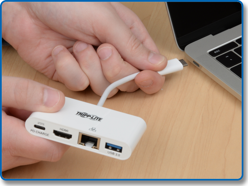 Tripp Lite USB C to HDMI Multiport Video Adapter Converter w/ USB-A Hub,  USB-C PD Charging Port & Gigabit Ethernet Port