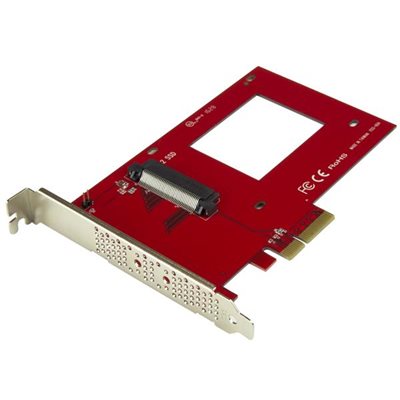 Mount a 2.5" U.2 NVMe SSD into your desktop computer or server, using an available PCIe expansion slot