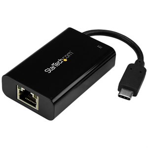 Connect to a GbE network through your laptop’s USB-C port, and charge while you work with Power Delivery