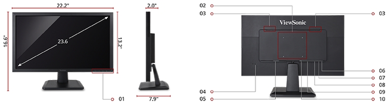 20 in monitor dimensions