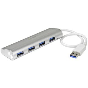 Add four USB 3.0 (5Gbps) ports to your MacBook, using this silver, Apple style hub with an extended-length cable