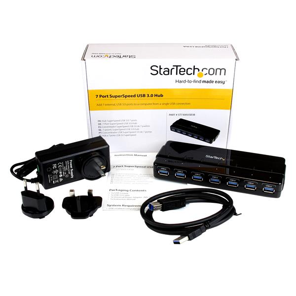 StarTech.com Hub SuperSpeed USB 3.0 avec 7 ports - Concentrateur USB 3.0  avec adaptateur d'alimentation - 1x USB B (F), 7x USB A (F) - concentrateur  (hub) - 7 ports
