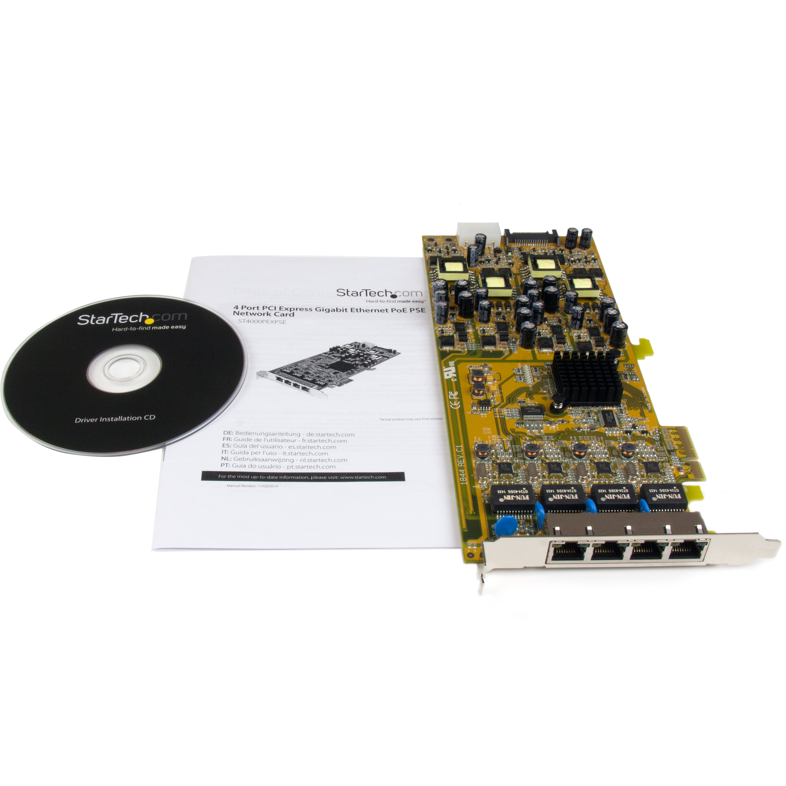 StarTech.com 4 Port Gigabit PoE (Power over Ethernet) Card - PCIe