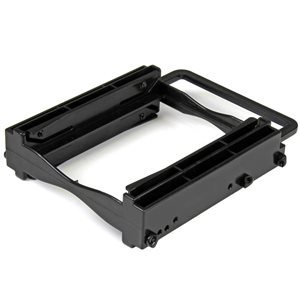 Install two 2.5” solid-state drives or hard drives into a single 3.5” bay in a desktop computer