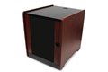 slide 1 of 5, zoom in, store it equipment discreetly in the office, with a stylish wood-finished server cabinet