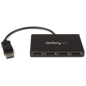 Use this multi-stream transport hub to connect four DP monitors to a single DP 1.2 port
