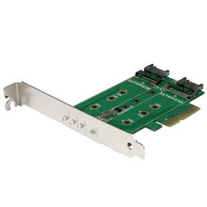 Mount both PCIe (NVMe) and SATA based M.2 SSDs inside your computer using this PCI Express adapter card