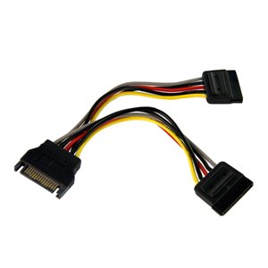 StarTech.com 6in SATA Power Y Splitter Cable Adapter - Power splitter - 15 pin SATA power (M) - 15 pin SATA power (F) - 6 in