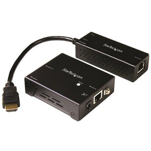 Extend HDMI video over CAT5 or CAT6 cabling up to 230 feet away, with a small USB-powered transmitter for discreet installation