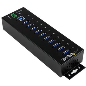Add ten USB 3.0 (5Gbps) ports with this DIN rail or surface-mountable metal hub