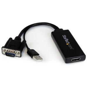 Convert a VGA signal from a laptop or desktop to HDMI (USB-Powered)