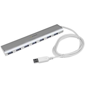 Add seven USB 3.0 (5Gbps) ports to your MacBook, using this silver, Apple style hub with an extended-length cable