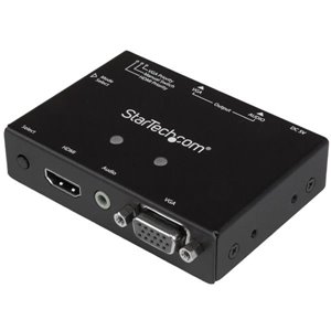 Share a VGA display/projector between a VGA and HDMI audio/video source, with priority switching