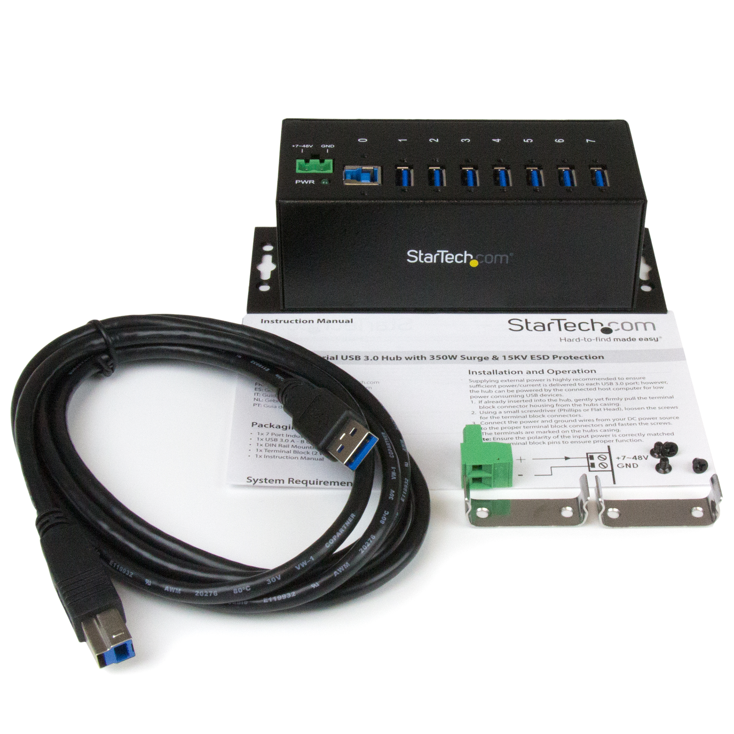 Hub USB StarTech.com Hub USB 3.0 industriel à 10 ports - Alimentation  externe - Protection contre DES et les surtensions jusqu'à 350 W  (HB30A10AME) - Concentrateur (hub)