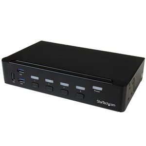 Control four HDMI computers using a single console, with a built-in USB 3.0 hub for sharing additional peripheral devices