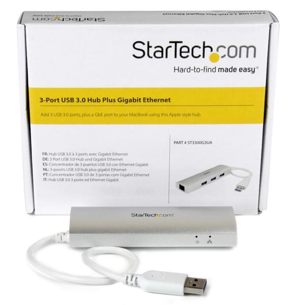 StarTech.com 3-Port USB 3.0 Hub with Gigabit Ethernet - Up to 5Gbps ...