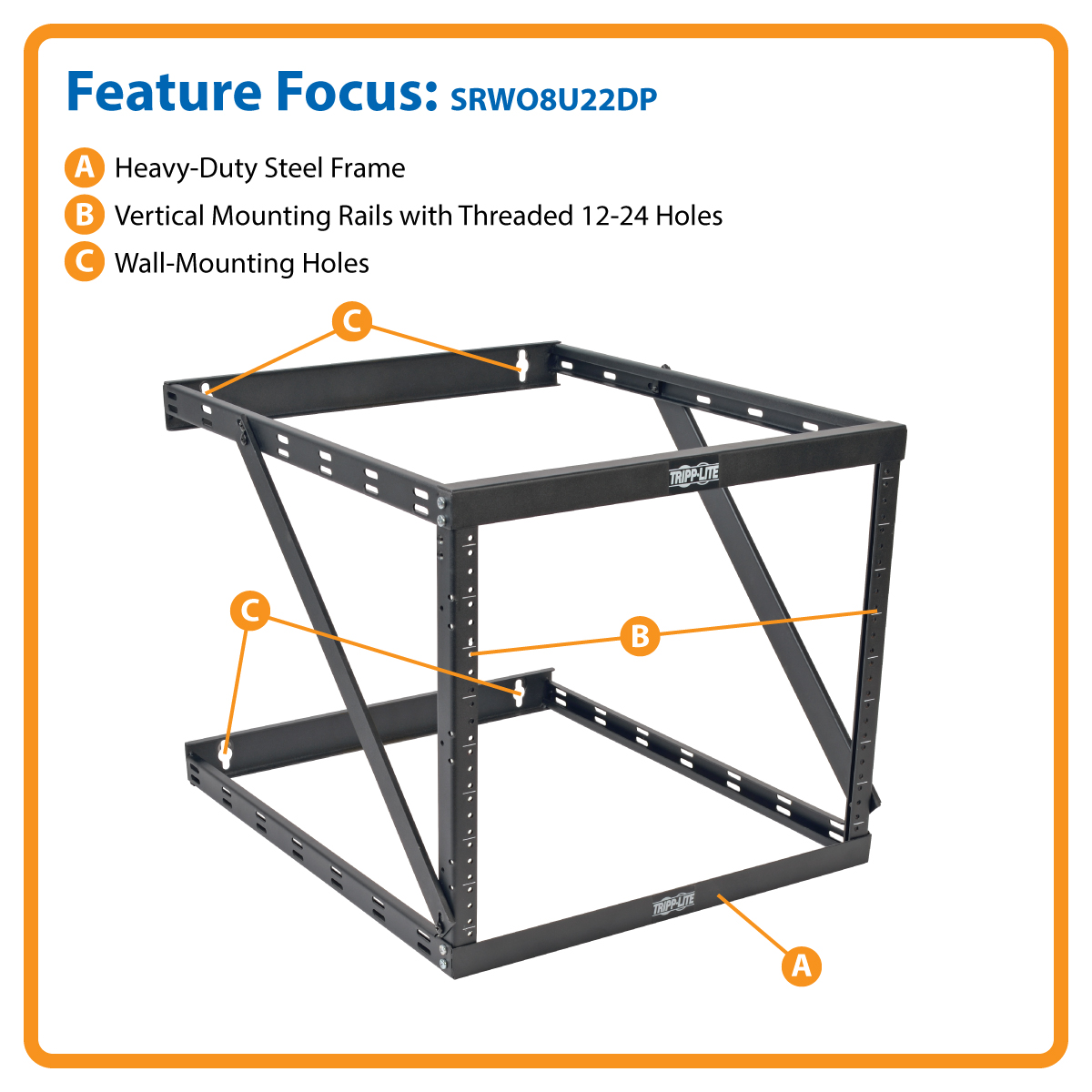 Tripp Lite 8U 12U 22U 2 Post Open Frame Rack Cabinet Expandable