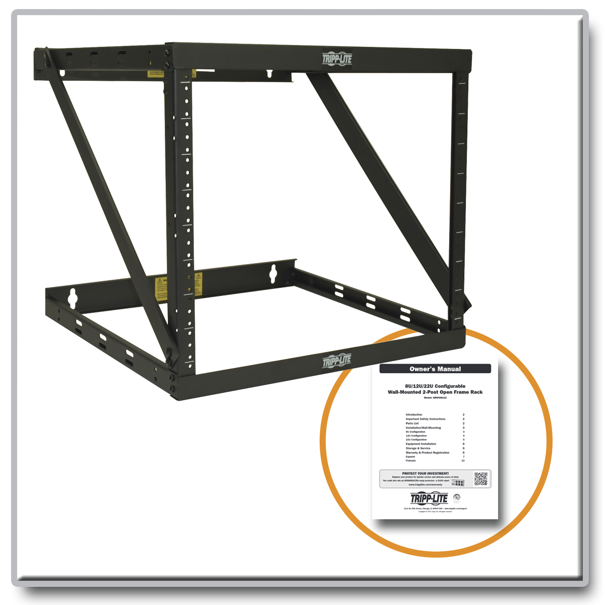 Tripp Lite 8U 12U 22U 2 Post Open Frame Rack Cabinet Expandable