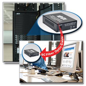 Extend a Gigabit Ethernet Signal up to 1800 ft. (550 m) Using Multimode SC Fiber Optic Cable