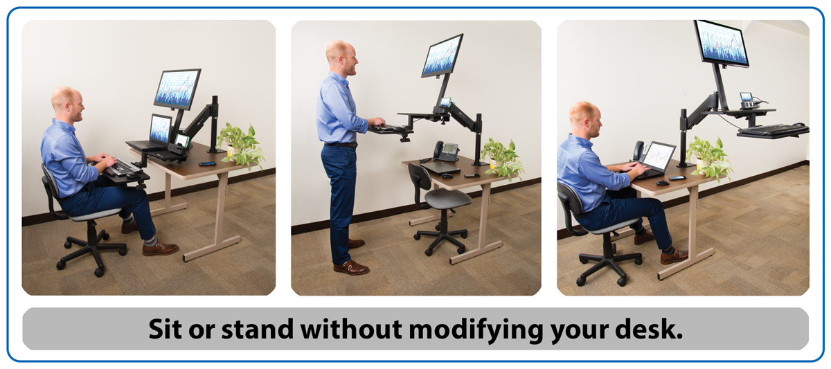 Tripp Lite Sit Stand Desktop Workstation Adjustable Standing Desk w/ Clamp  - standing desk converter - rectangular - black