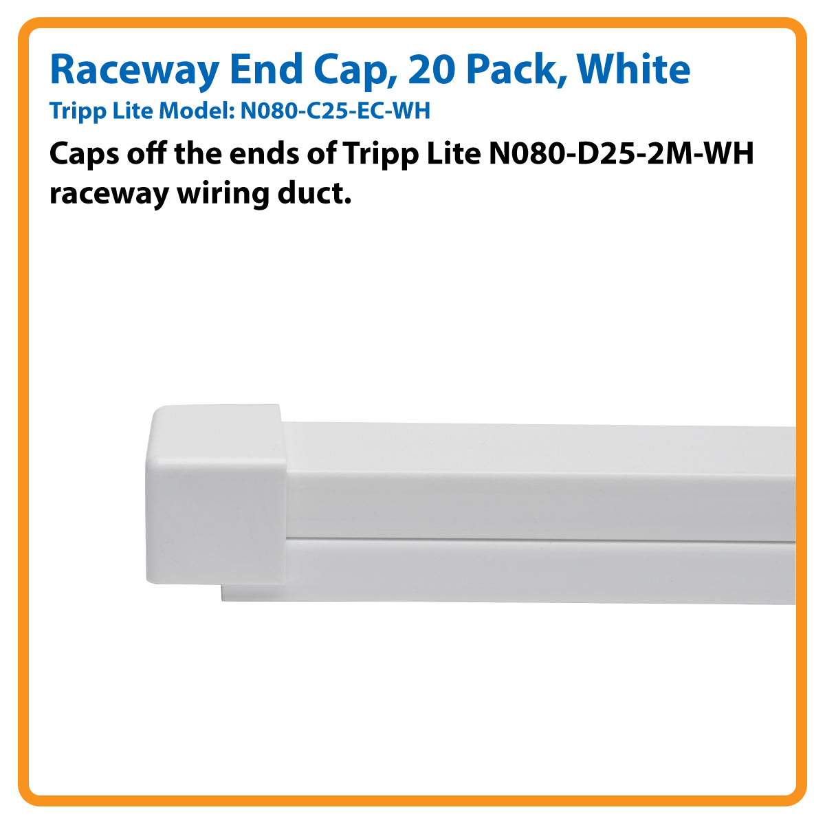 Shop | Tripp Lite Raceway End Cap for Cable Wiring Duct N080-D25-2M-WH 20  Pk White - cable raceway end cap - TAA Compliant