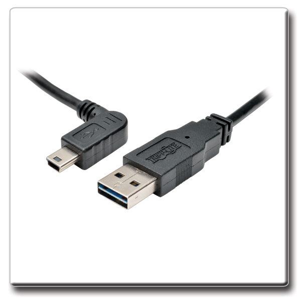 StarTech.com 1m Mini USB Cable Cord - A to Up Angle Mini B - Up Angled Mini  USB Cable - 1x USB A (M), 1x USB Mini B (M) - Black (USBAMB1MU)