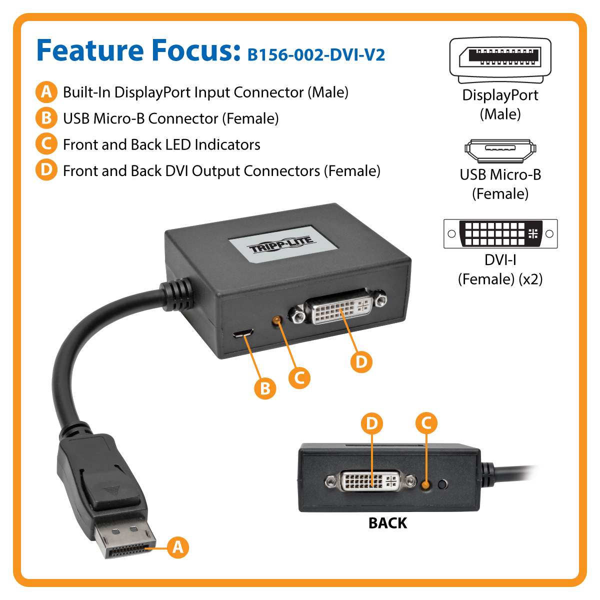 Tripp Lite 2-Port DisplayPort to DVI Multi Stream Transport Hub