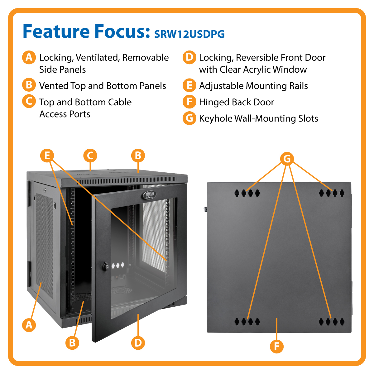 12U Server Rack Cabinet, Server-Depth, Wall-Mount, Window