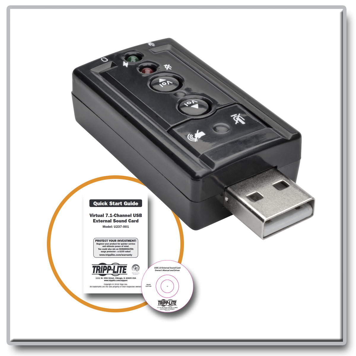  Tripp Lite USB Tarjeta de sonido externa Micrófono Altavoz  Virtual 7.1 Canal (U237-001) : Electrónica