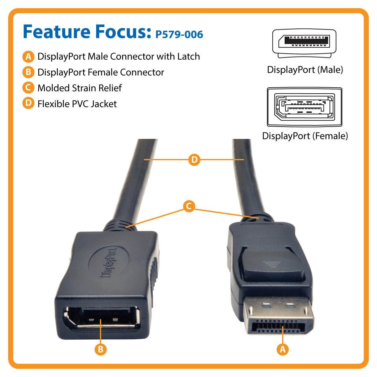 Tripp Lite 6ft DisplayPort Extension Cable with Latches Video / Audio