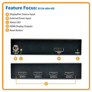 Tripp Lite B156-004-HD-V2 4-Port DisplayPort 1.2 to HDMI Multi