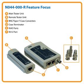 Heavy-Duty Network Cable Continuity Tester for Cat5/Cat6, Phone and Coax Assemblies