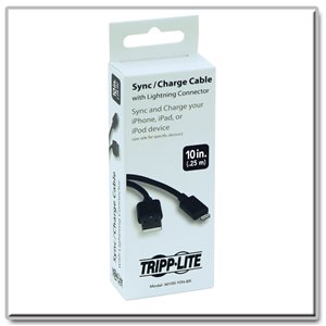 Tripp Lite 10in Lightning USB/Sync Charge Cable for Apple Iphone / Ipad  Black 10 10-pack 10pc - Lightning cable 