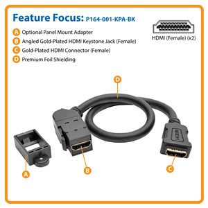 Add an HDMI Female Port to a Universal Keystone Wall Plate, Panel, Podium or Kiosk