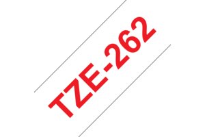 Casetă cu bandă de etichete originală Brother TZe-262 – roșu pe alb, lățime de 36mm
