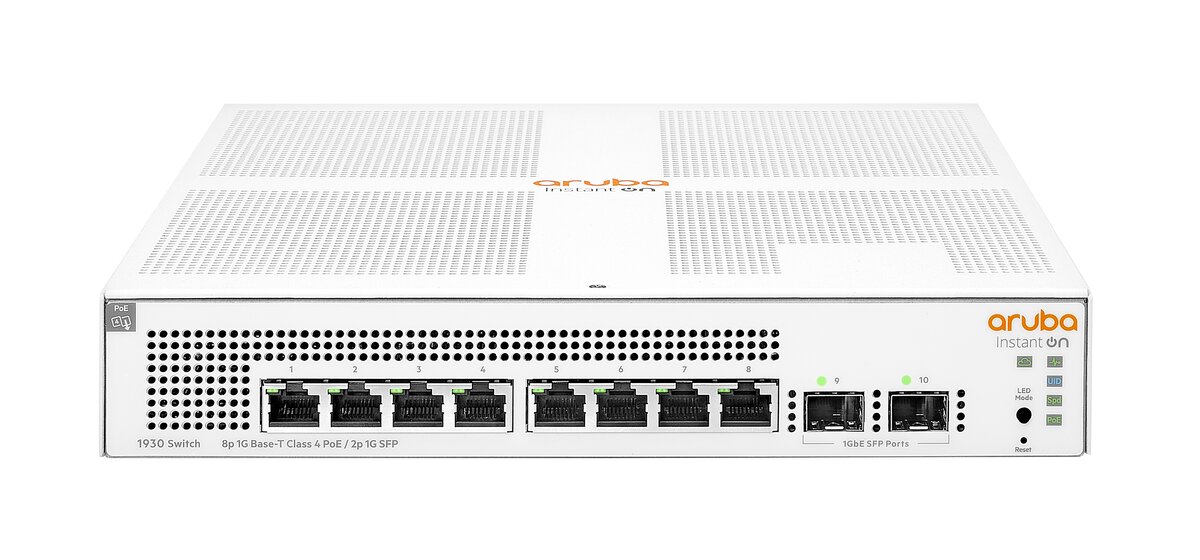 slide 1 of 2, show larger image, aruba instant on 1930 8g class4 poe 2sfp 124w switch