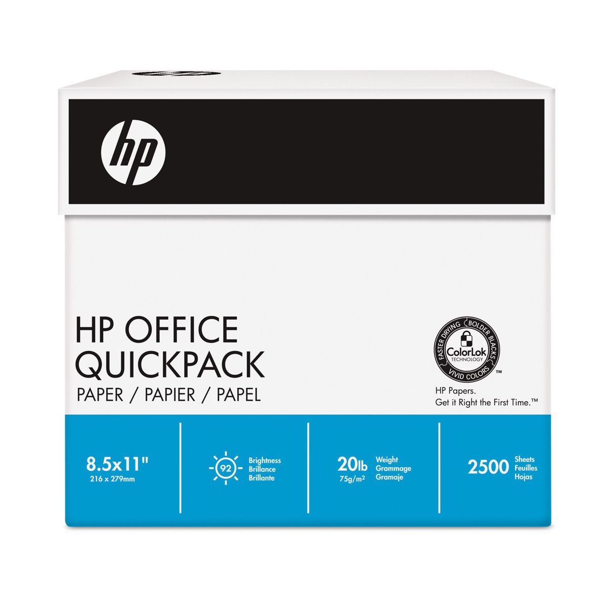 HP Office20, 20lb, 8.5 x 11, 5 reams, 2500 sheets 