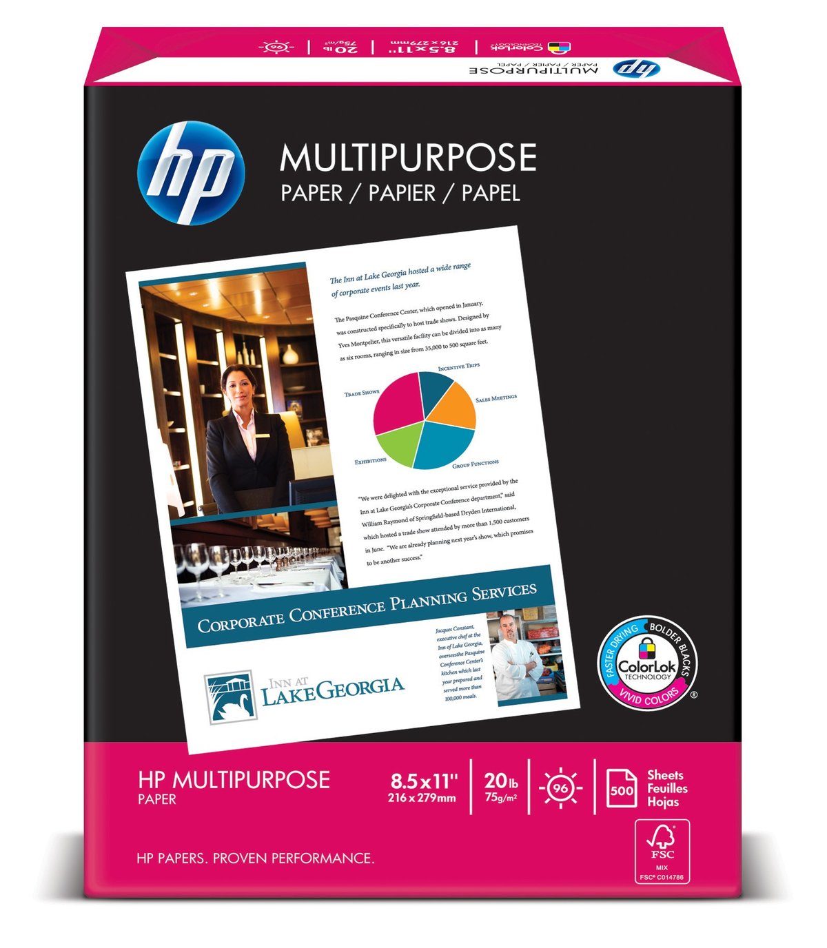 HP Printer Paper, Office20 Paper, 8.5 x 11 Paper, Letter Size, 92 Bright -  1 Ream / 500 Sheets (112150R)