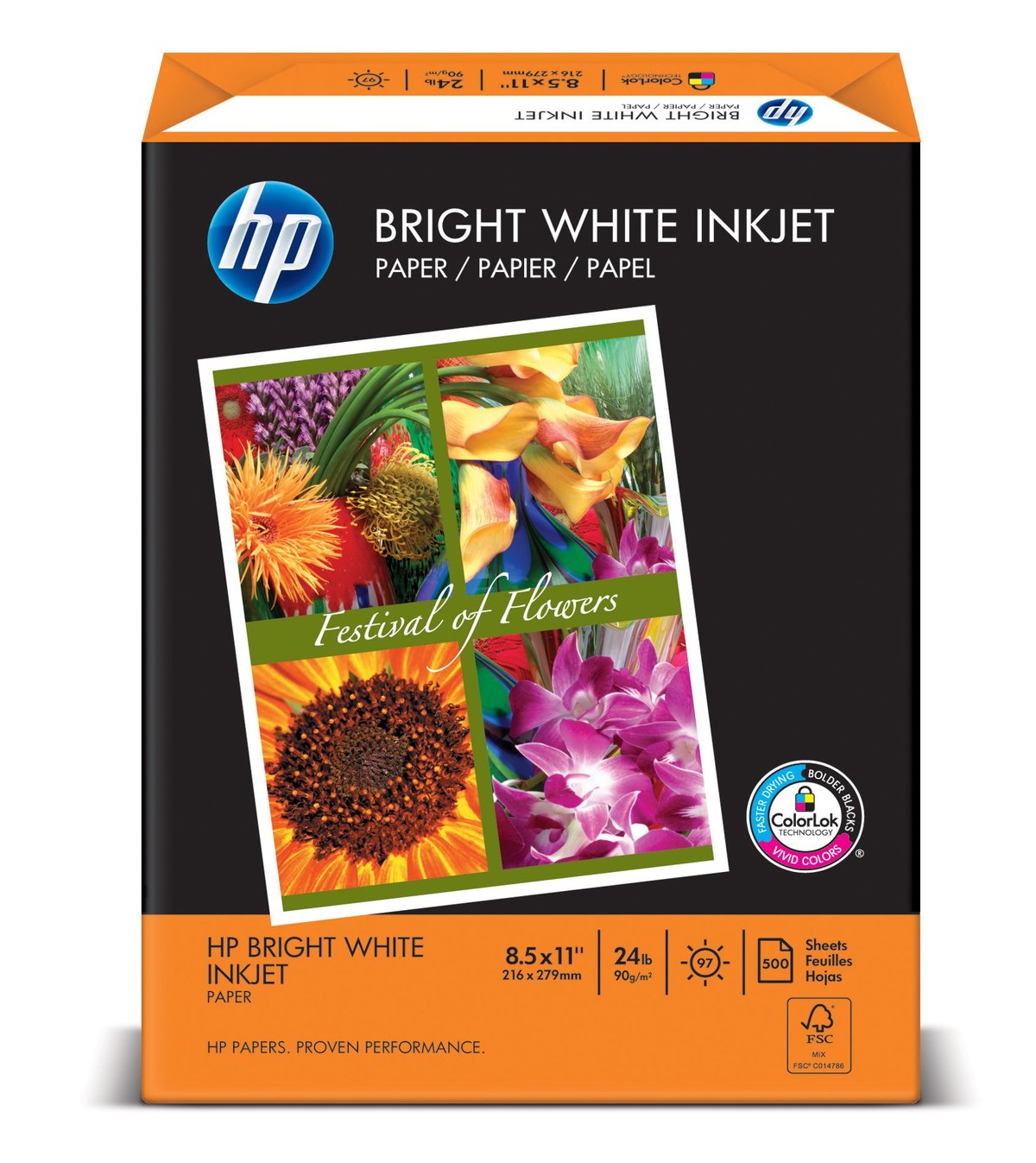  HP Printer Paper, 8.5 x 11 Paper, ColorPrinting 24 lb, 6  Pack Case - 2400 Sheets, 97 Bright, Made in USA - FSC Certified