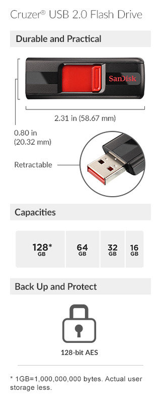 SanDisk 32GB Cruzer CZ36 USB 2.0 Flash Drive SDCZ36-032G-B35 