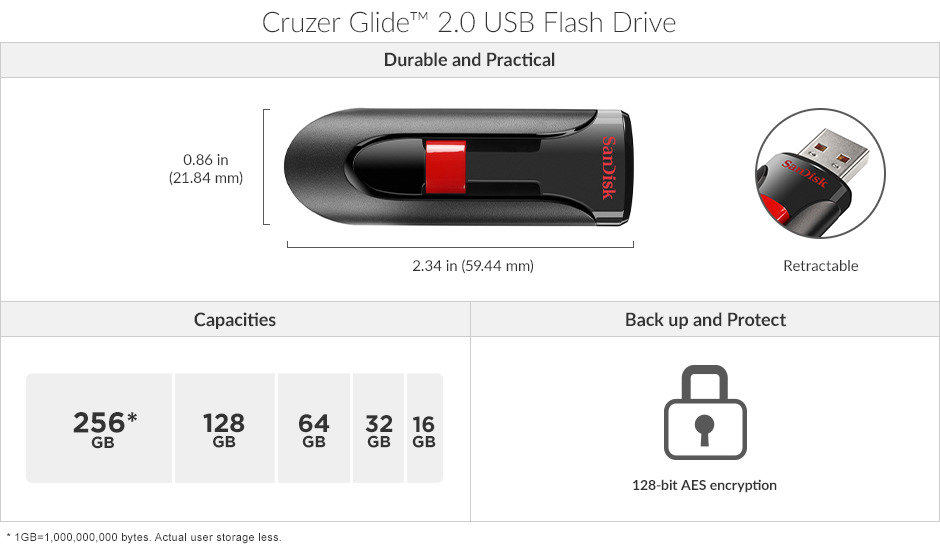 Cruzer Glide™ 2.0 USB Flash Drive
