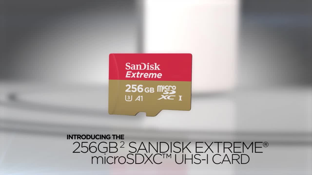 thumbnail video image 2 of SanDisk 128GB Extreme® microSDXC? UHS-I Card with Adapter - SDSQXVF-128G-AN6MA, 2 of 6